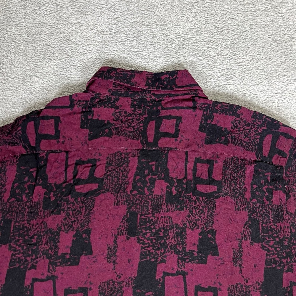 Slunks Shirt Mens Extra Large Beach Casual Short Sleeve Button Up Rayon Burgundy - Picture 11 of 12